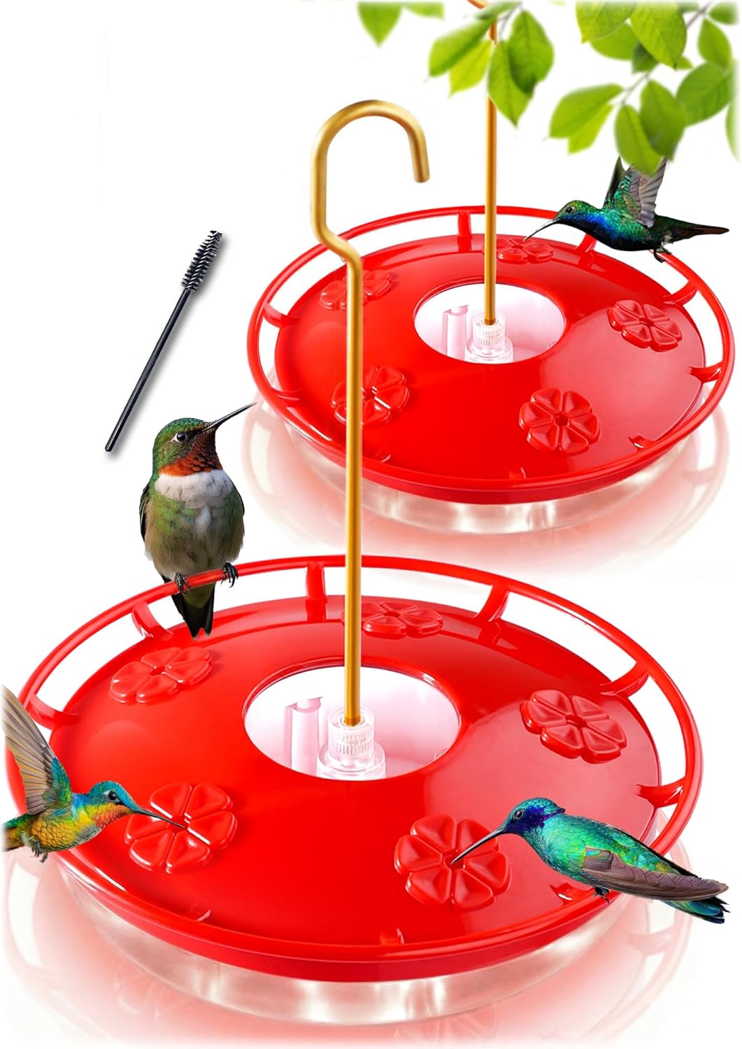 eWonLife Hummingbird Feeders for Outdoors, 2 Pack 16 oz Leak-Proof Dish-Style Humming Bird...