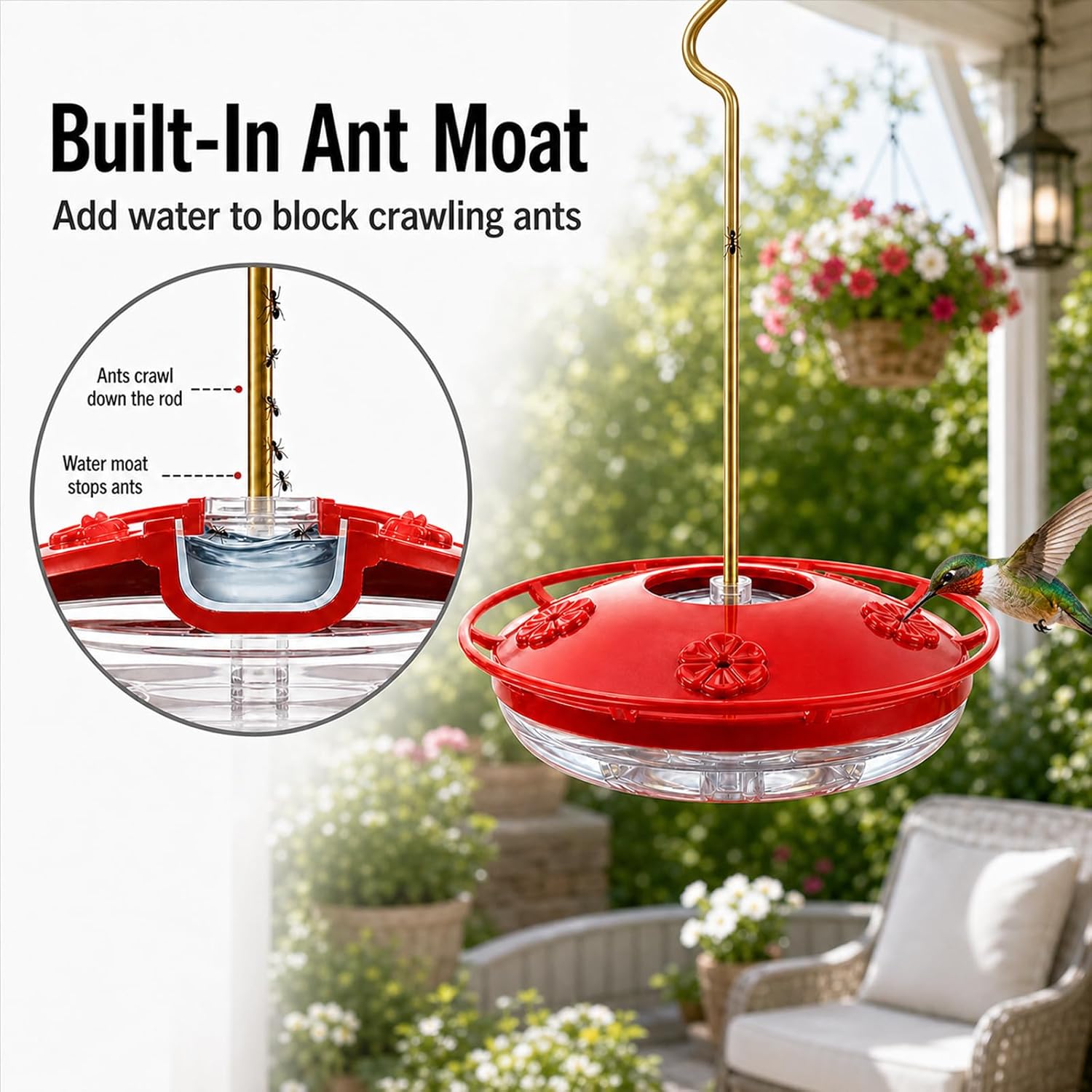 eWonLife Hummingbird Feeders for Outdoors, 2 Pack 16 oz Leak-Proof Dish-Style Humming Bird... image