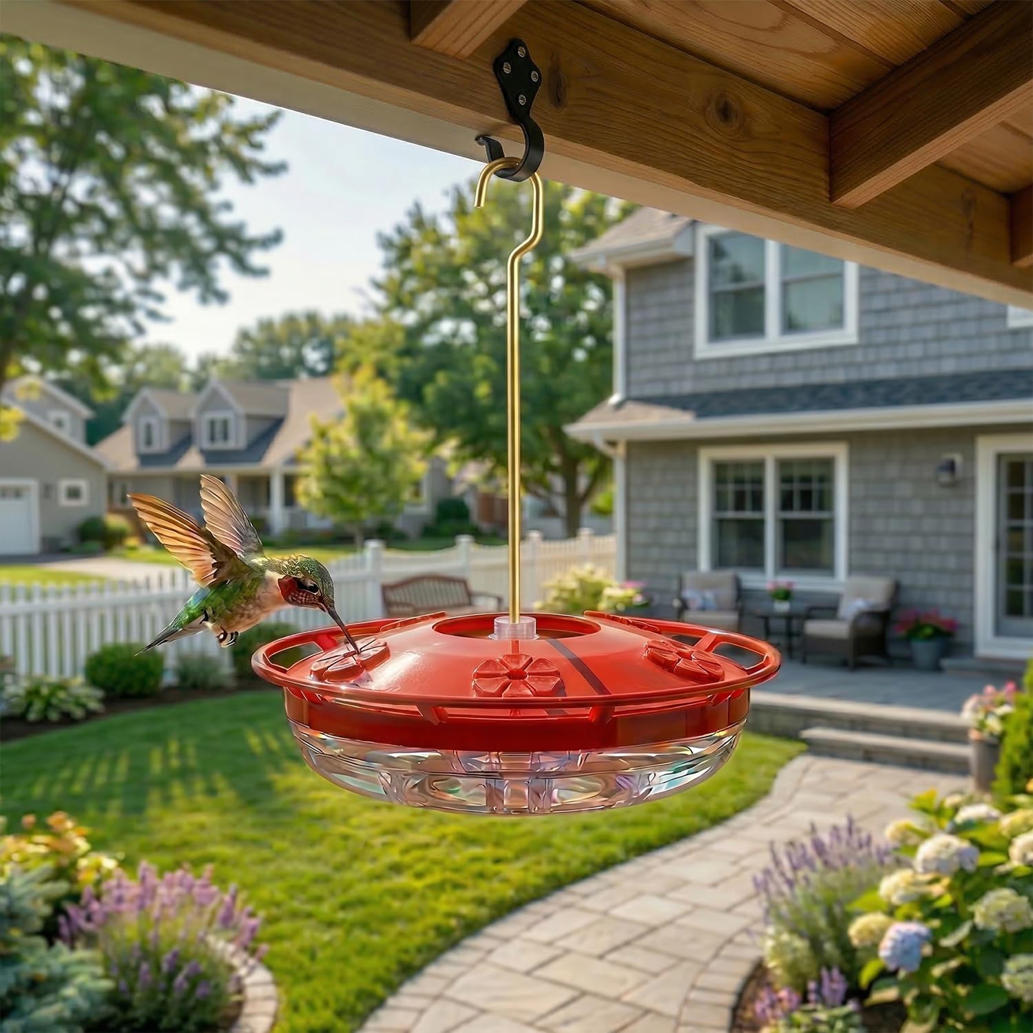 eWonLife Hummingbird Feeders for Outdoors, 2 Pack 16 oz Leak-Proof Dish-Style Humming Bird... image
