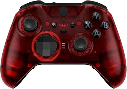 eXtremeRate Clear Red Replacement Faceplate Cover for Xbox One Elite Controller Series 2...