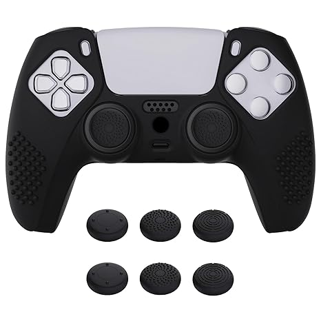 eXtremeRate PlayVital Black 3D Studded Edition Anti-Slip Silicone Cover Skin for ps5...