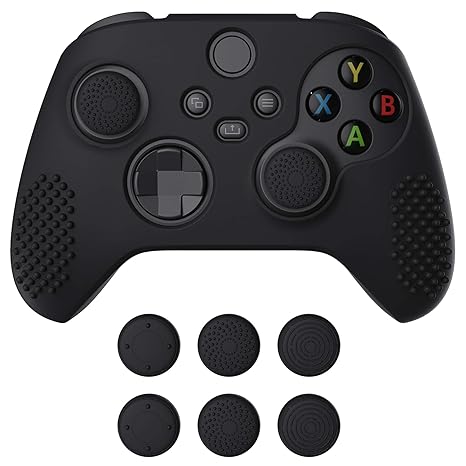 eXtremeRate PlayVital Black 3D Studded Edition Anti-Slip Silicone Cover Skin for Xbox Series...