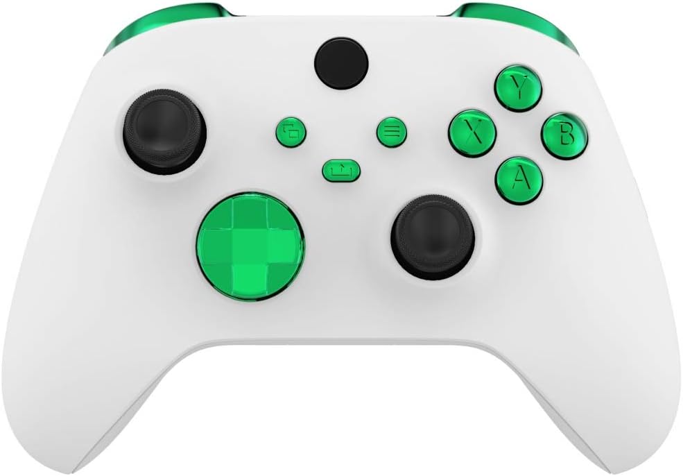 eXtremeRate Replacement Buttons for Xbox Core Wireless Controller, Chrome Green Glossy...