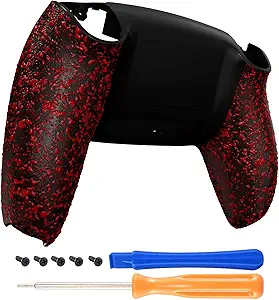 eXtremeRate Textured Red Non-Slip Custom Back Plate Bottom Shell Compatible with ps5...