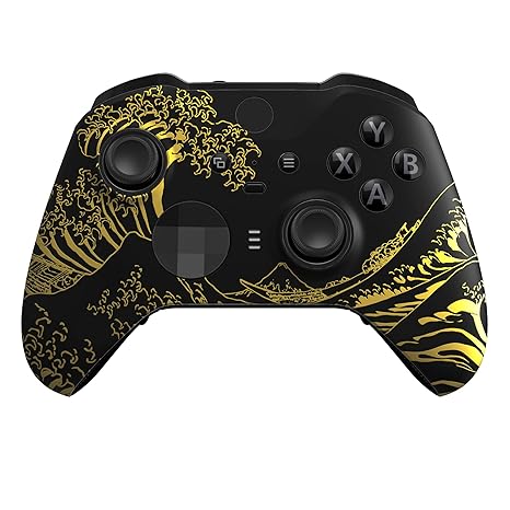 eXtremeRate The Great GOLDEN Wave Off Kanagawa - Black Faceplate Cover, Front Housing Shell...