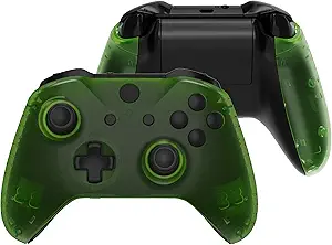 eXtremeRate Transparent Clear Green Faceplate Side Rails for Xbox One Wireless Controller...