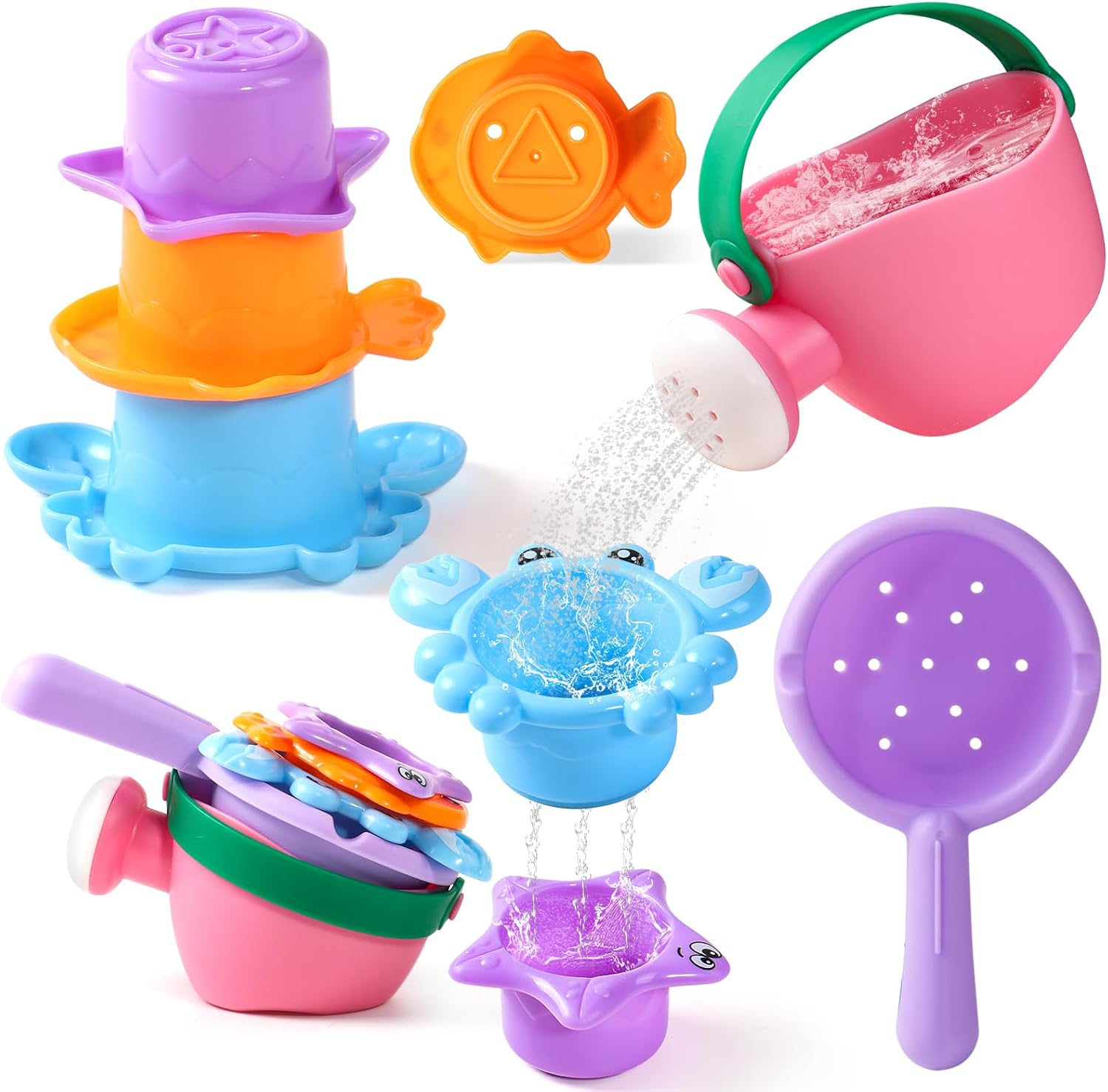 Fajiabao Baby Bath Toys for Kids Ages 1-3 Toddler Bath Toys Mold Free for 2-4 Bathtub Sand...
