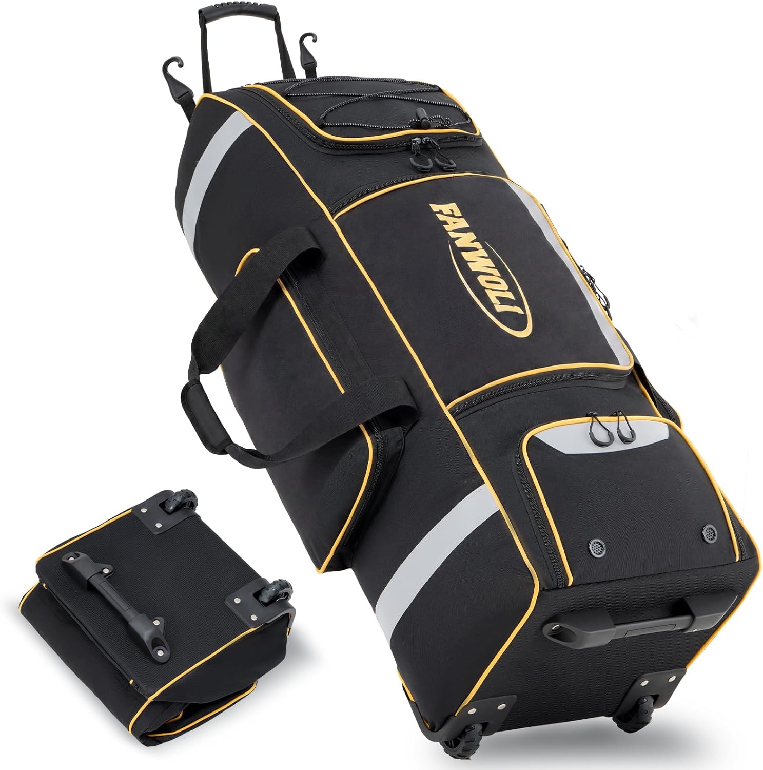 Fanwoli 81L Rolling Baseball Bag with Wheels, Softball Catchers Gear Bags for 4 Bats (Fits...