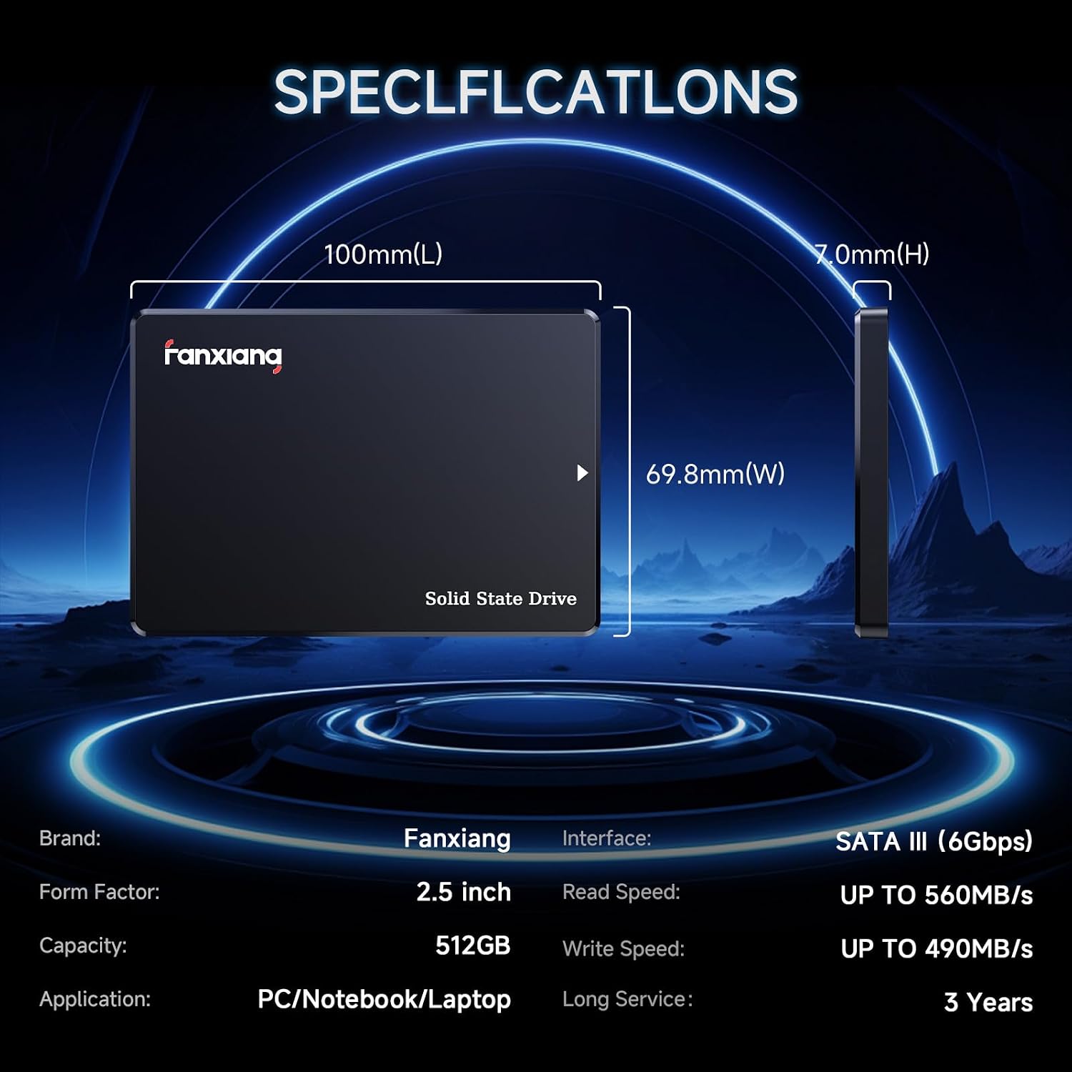 fanxiang 512GB SATA SSD 2.5'' SSD SATA III 6 Gb/s Internal Solid State Drive Up to 560 MB/s... image
