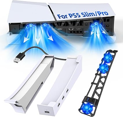 FASTSNAIL Horizontal Stand & Cooling Fan for PS5 Pro/Slim Console, Auto Fan Speed by...