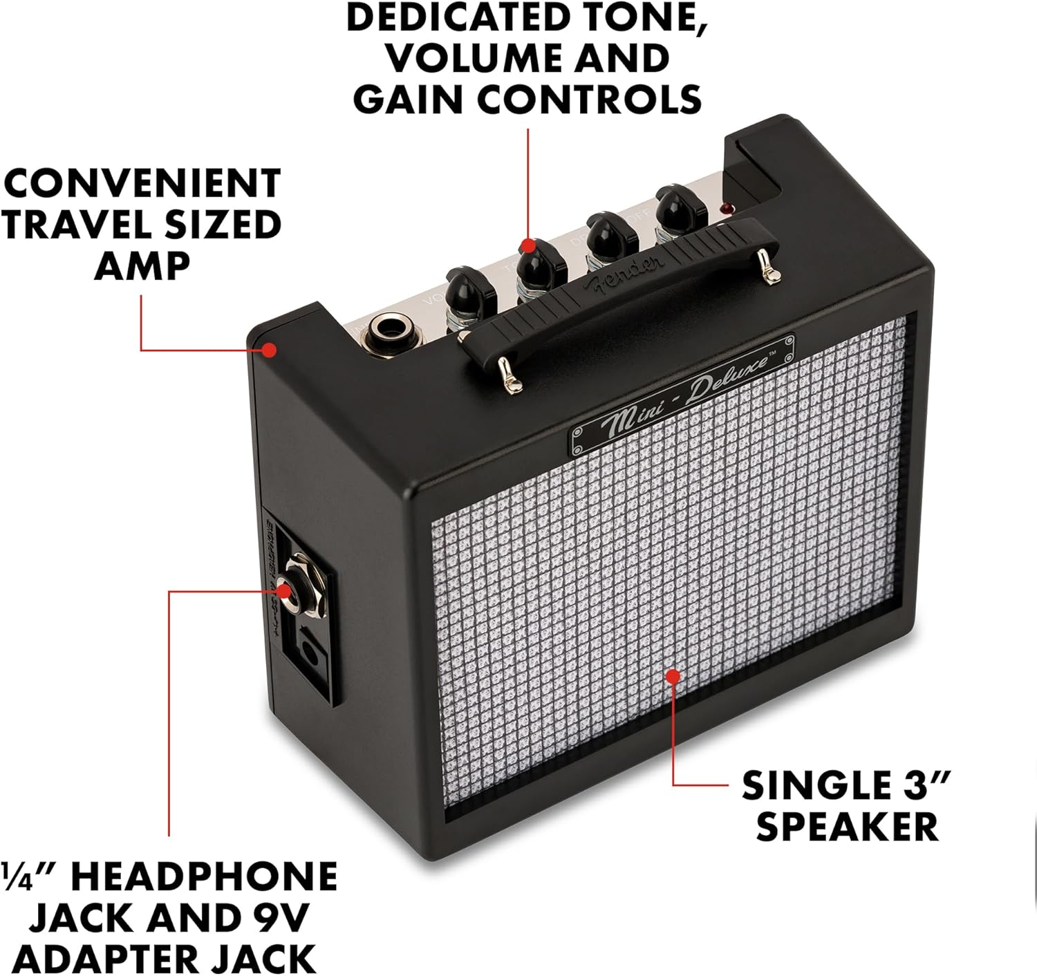 Fender Mini Deluxe Electric Guitar Amp, with 1-Year Warranty, Mini Guitar Amp, Portable... image
