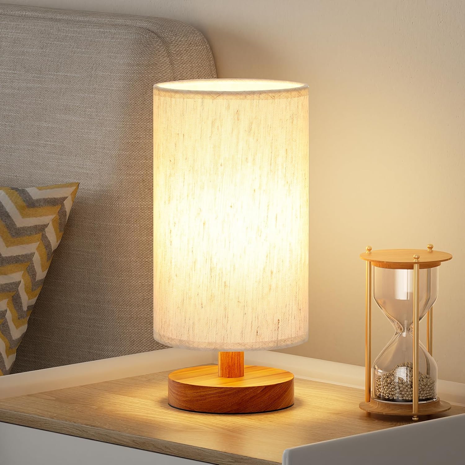 Fenmzee Small Table Lamp for Bedroom - Inline Control, Bedside Lamp with 3000K A15 LED Blub...
