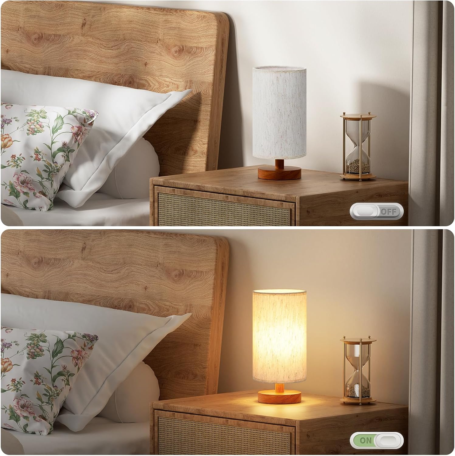 Fenmzee Small Table Lamp for Bedroom - Inline Control, Bedside Lamp with 3000K A15 LED Blub... image