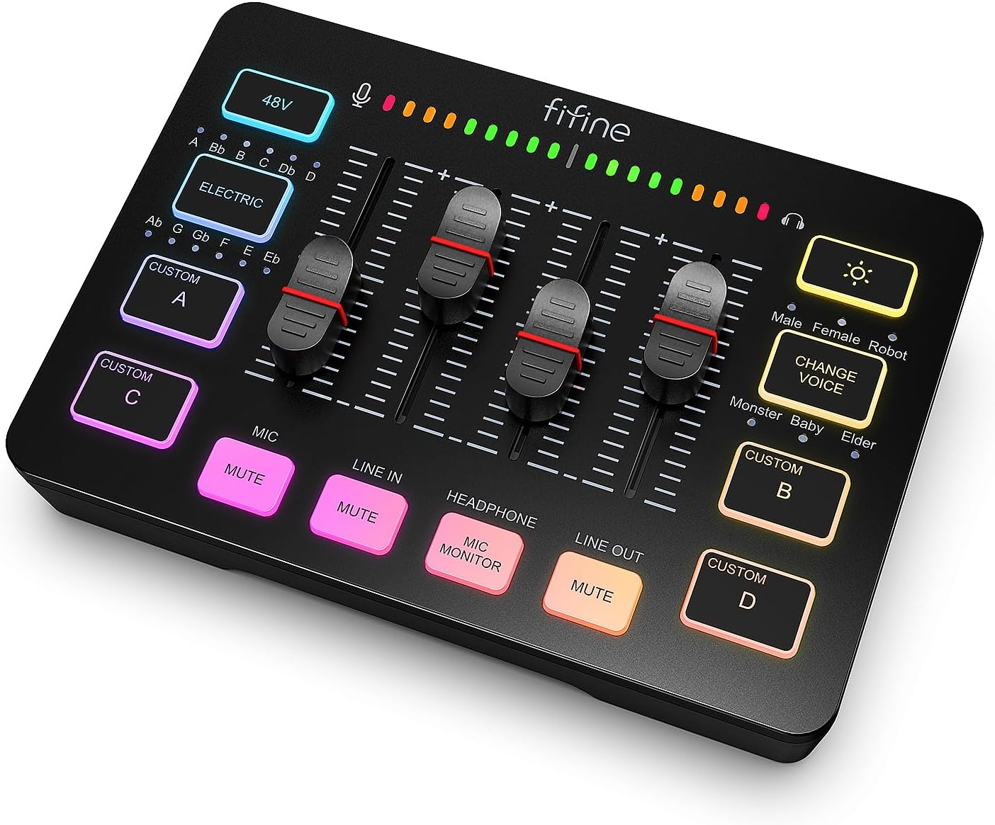 FIFINE Gaming Audio Mixer, Streaming RGB PC Mixer with XLR Microphone Interface, Individual...