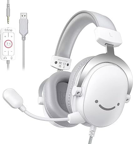 FIFINE USB PC Gaming Headset with 3.5mm Audio Jack, Detachable Microphone, 7.1 Surround...
