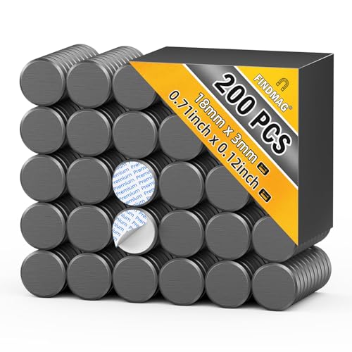FINDMAG 200Pcs Magnet with Adhesive Backing, Strong Magnets for Crafts, Small Ceramic Round...