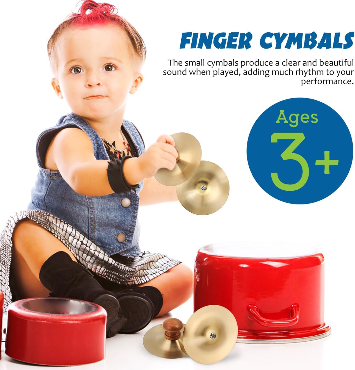 Finger Cymbals Handheld Small Practice Percussion Instrument for Kids Toddlers Music Dance... image