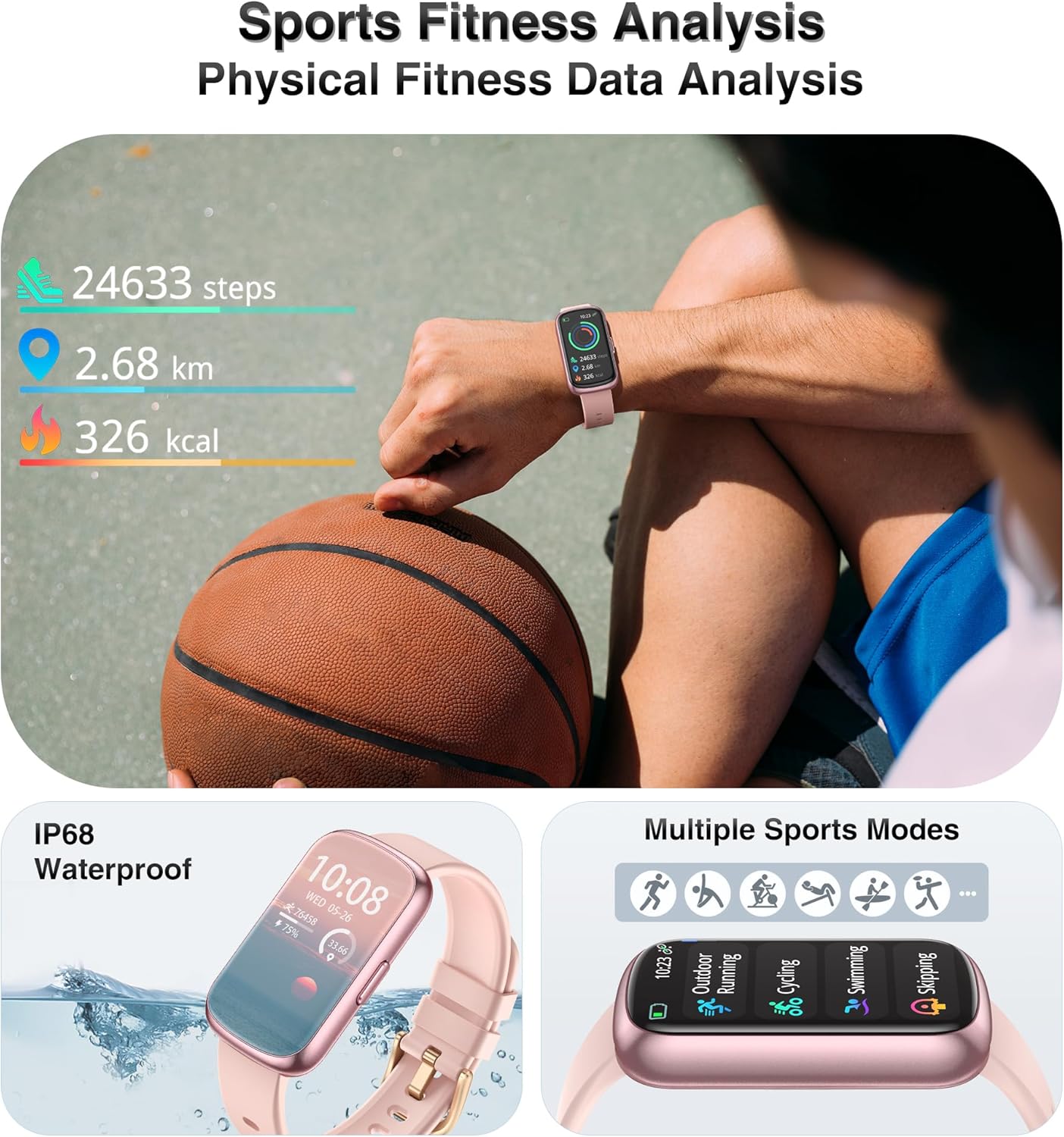 Fitness Tracker, Smart Watches for Women Men with 24/7 Heart Rate/Blood Pressure/Blood... image