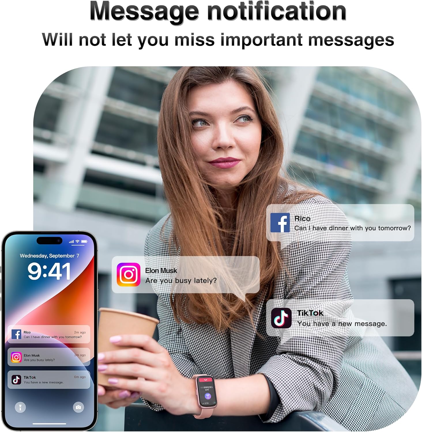 Fitness Tracker, Smart Watches for Women Men with 24/7 Heart Rate/Blood Pressure/Blood... image