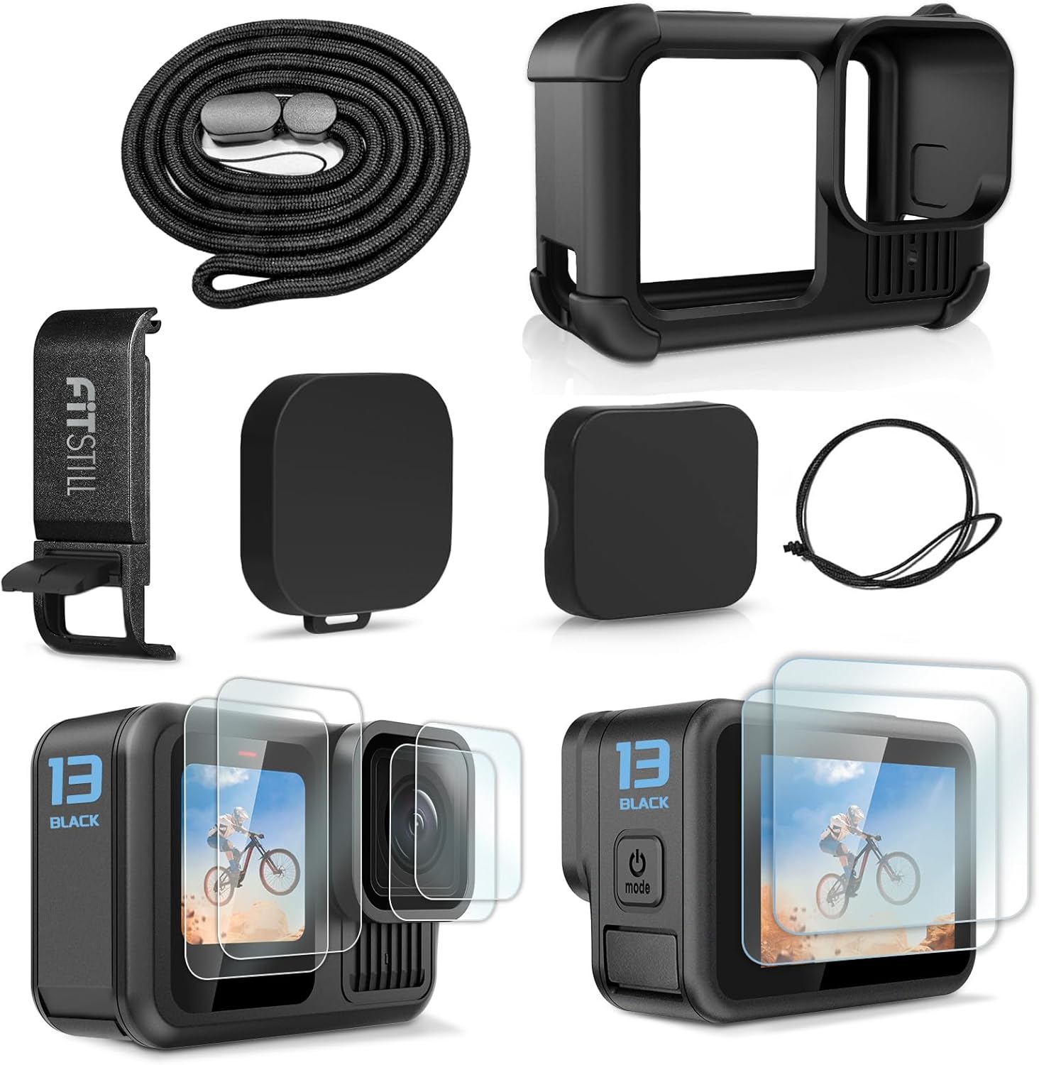 FiTSTILL Silicone Sleeve Protective Case Only for Go Pro Hero 13 Black Standard Lens,Battery...