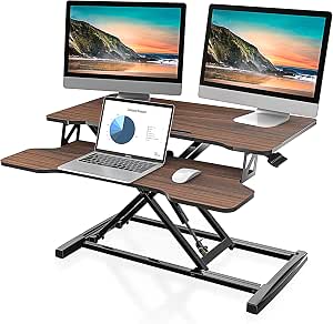 FITUEYES Height Adjustable Standing Desk 32” Wide Sit to Stand Converter Stand Up Desk...