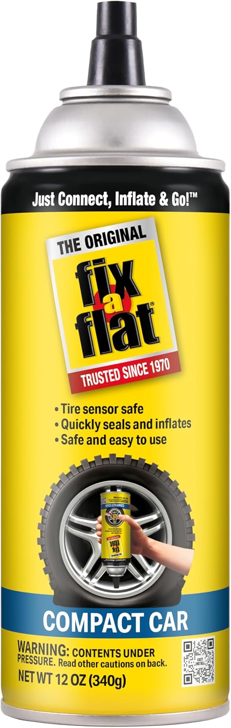 Fix-A-Flat S60410 Aerosol Emergency Flat Tire Repair and Inflator, for Compact Tires...