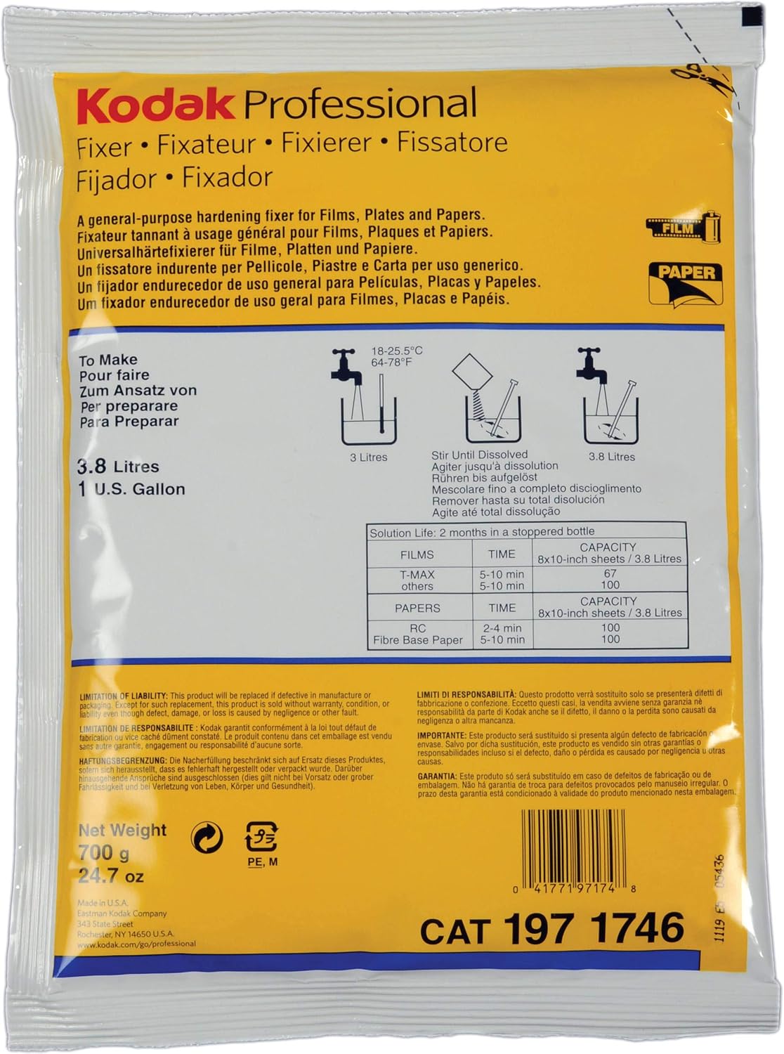 Fixer for paper and film, 1Gallon mix