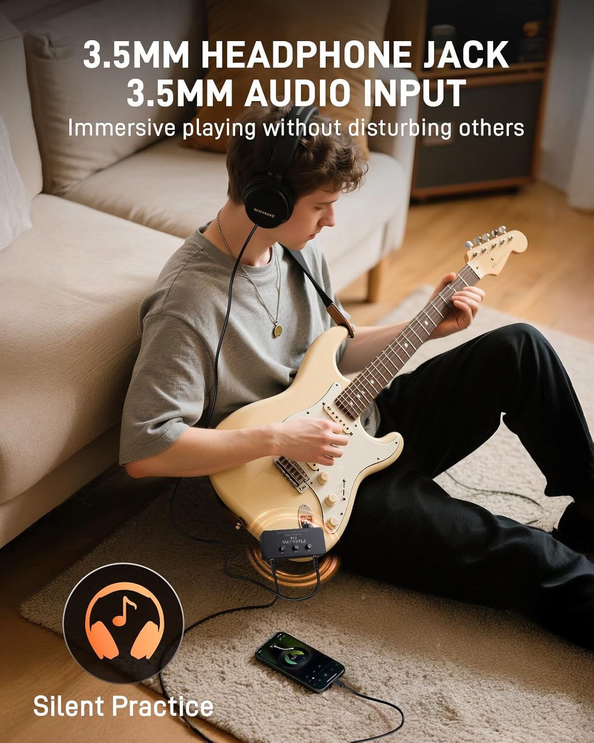 Flatsons F1R Mini Guitar Headphone Amp, Distortion Timbre Electric Guitar Headphone... image
