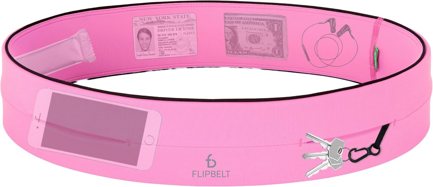 FlipBelt Classic Running Belt, Belt Bag & Fanny Pack for Men and Women - Phone Holder, Waist...