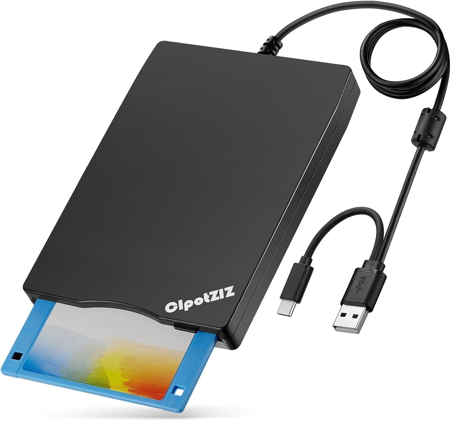Floppy Disk Reader External 3.5 inch 1.44 MB Floppy Disc Reader Dual USB Type A/C Floppy...