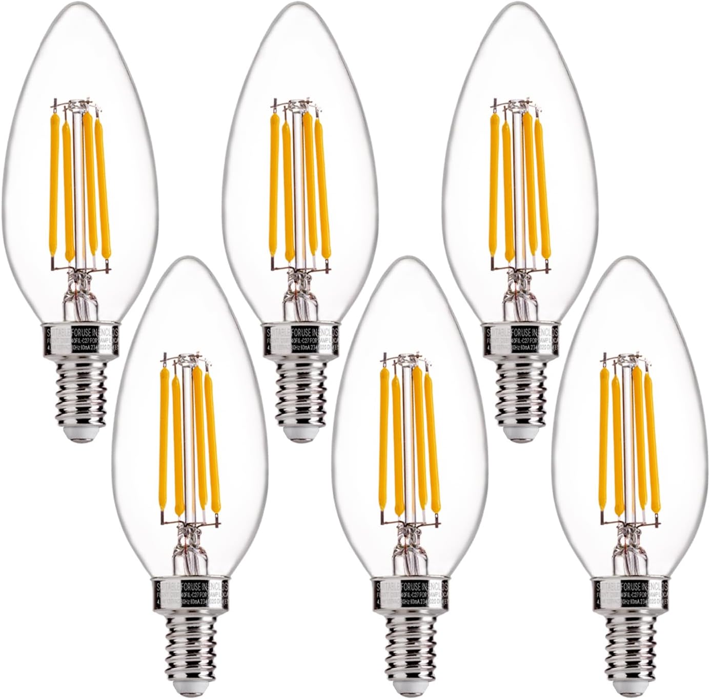 FLSNT 60W Equivalent LED Chandelier Light Bulbs, Dimmable LED B11 E12 Candelabra Base Bulbs...