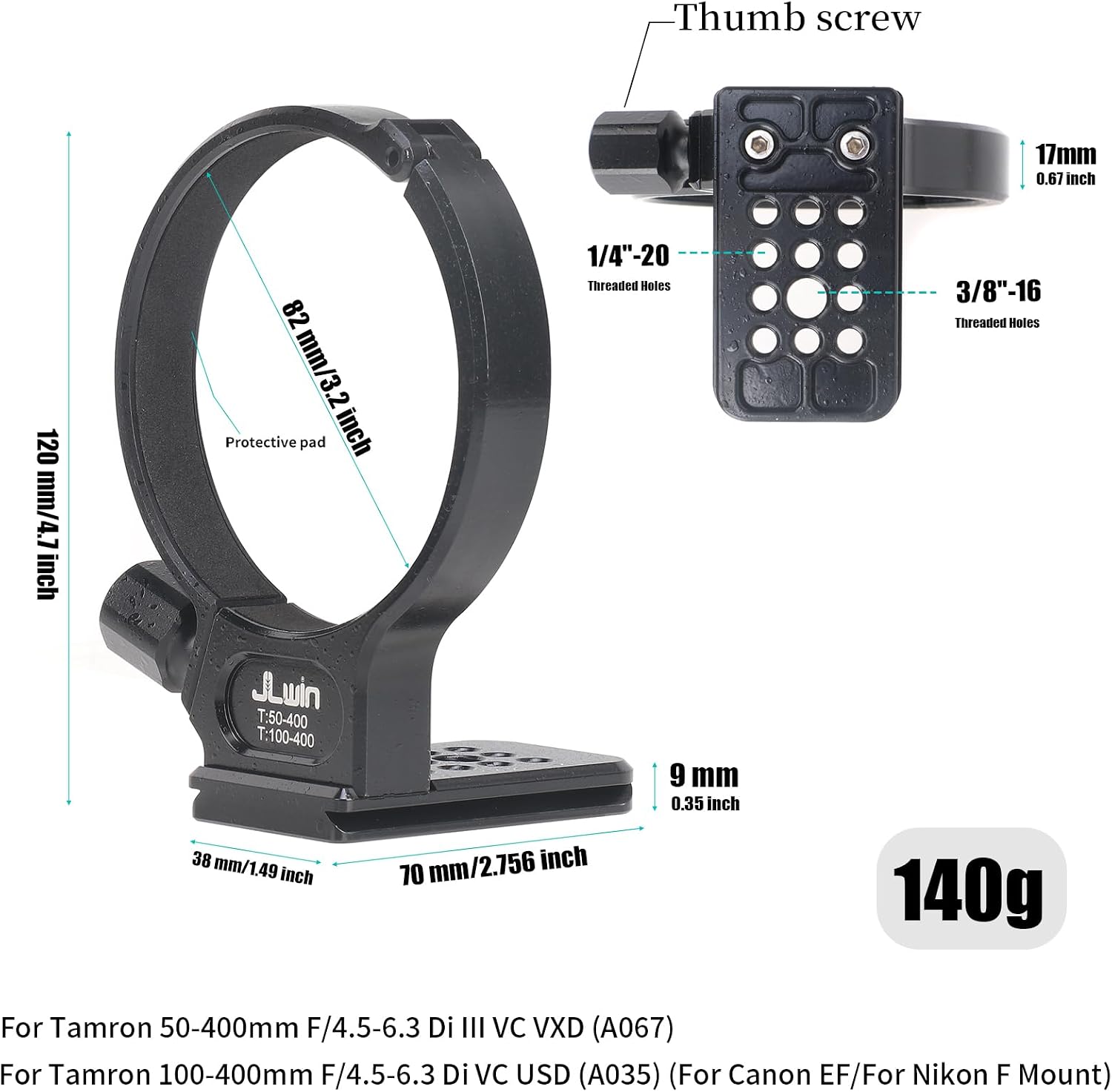 FocusFoto Metal Lens Collar Tripod Mount Ring for Tamron 50-400mm F/4.5-6.3 Di III VC VXD... image