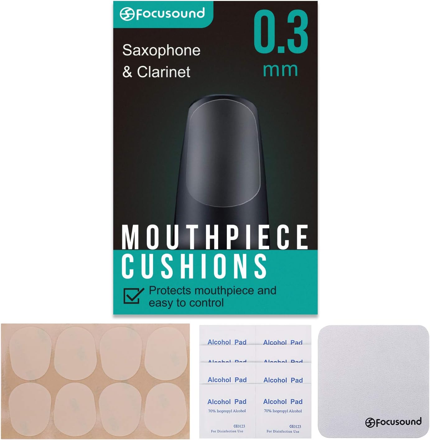 Focusound Saxophone & Clarinet Mouthpiece Cushions, Thin, 0.3mm Clear, 8-Pack…