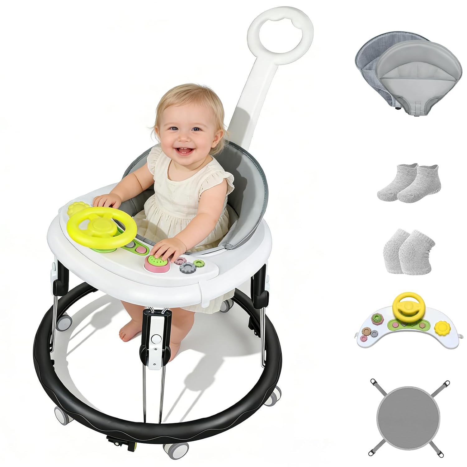 Foldable Baby Walker for Boys Girls, 5-in-1 Toddler Activity Walkers | Adjustable Height...