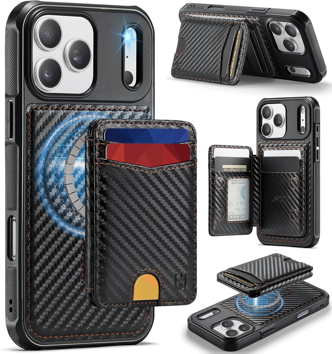 for iPhone 17 Pro Max Wallet Case Compatible with Magsafe, Magnetic RFID Blocking Card...