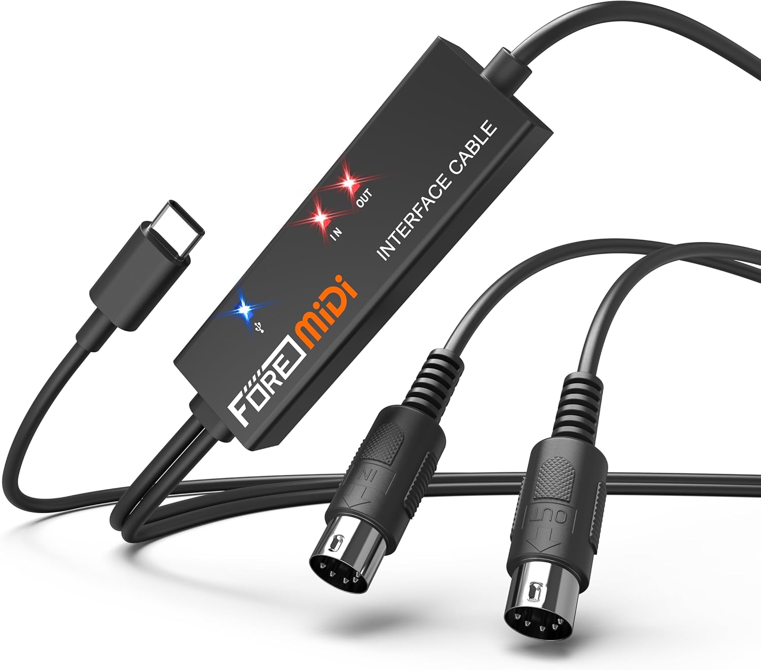 FORE MIDI to USB Interface Compatible with USB Type-C MIDI Cable with Input&Output Work with...