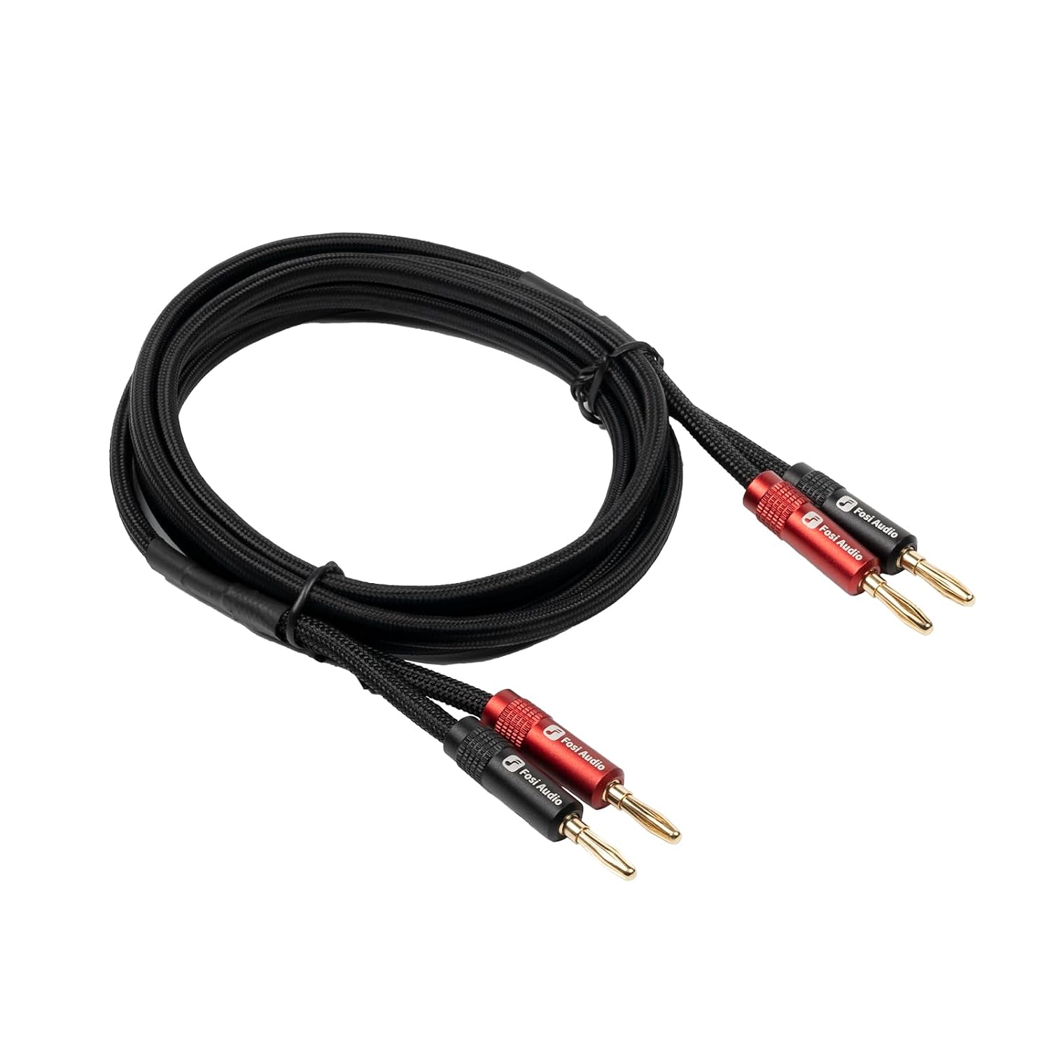 Fosi Audio 14AWG Braided Speaker Wire 5.9Ft, 1 Pack Pair Cable with 4 Gold Plated Banana...