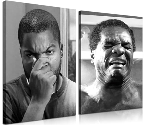 Framed Funny Bathroom Canvas Wall Art Set of 2 - Black and White Vintage Comedy Movies... image