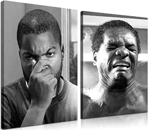 Framed Funny Bathroom Canvas Wall Art Set of 2 - Black and White Vintage Comedy Movies...