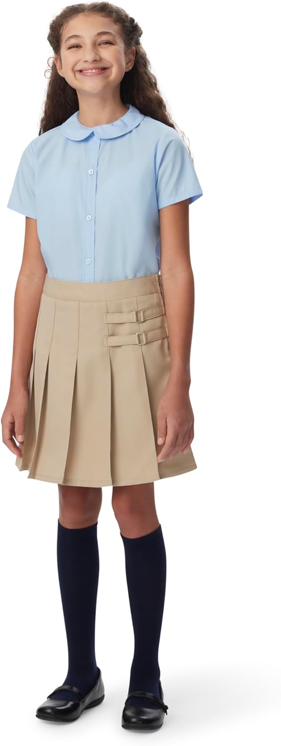 French Toast Girls' Adjustable Waist Pleated-Front Two-Tab Scooter Skirt