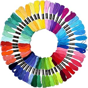 Friendship Bracelet String 50 Skeins Fashionable Rainbow Color Embroidery Floss Cross Stitch...