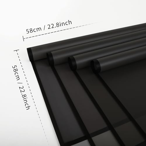 FUHITIM 20 Sheets Flower Wrapping Paper - Waterproof Black Floral Wrapping Paper for DIY... image