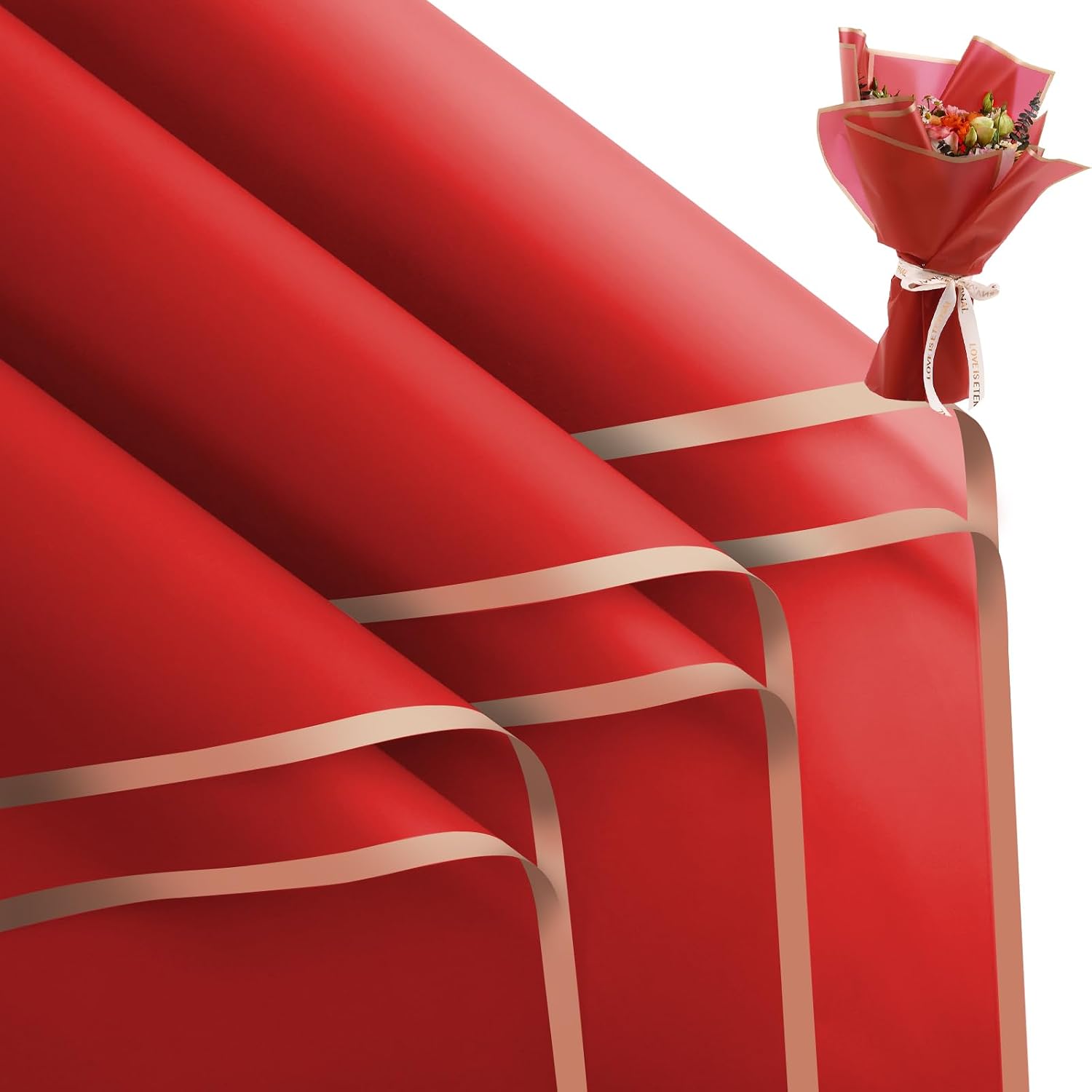 FUHITIM 20 Sheets Flower Wrapping Paper - Waterproof Floral Bouquet Packaging Paper for DIY...
