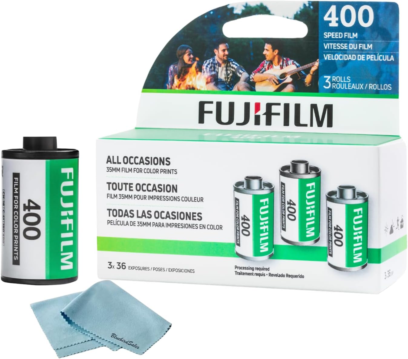FUJIFILM 400 Color Negative Film (35mm Roll Film, 36 Exposures, 3-Rolls) + BluebirdSales...