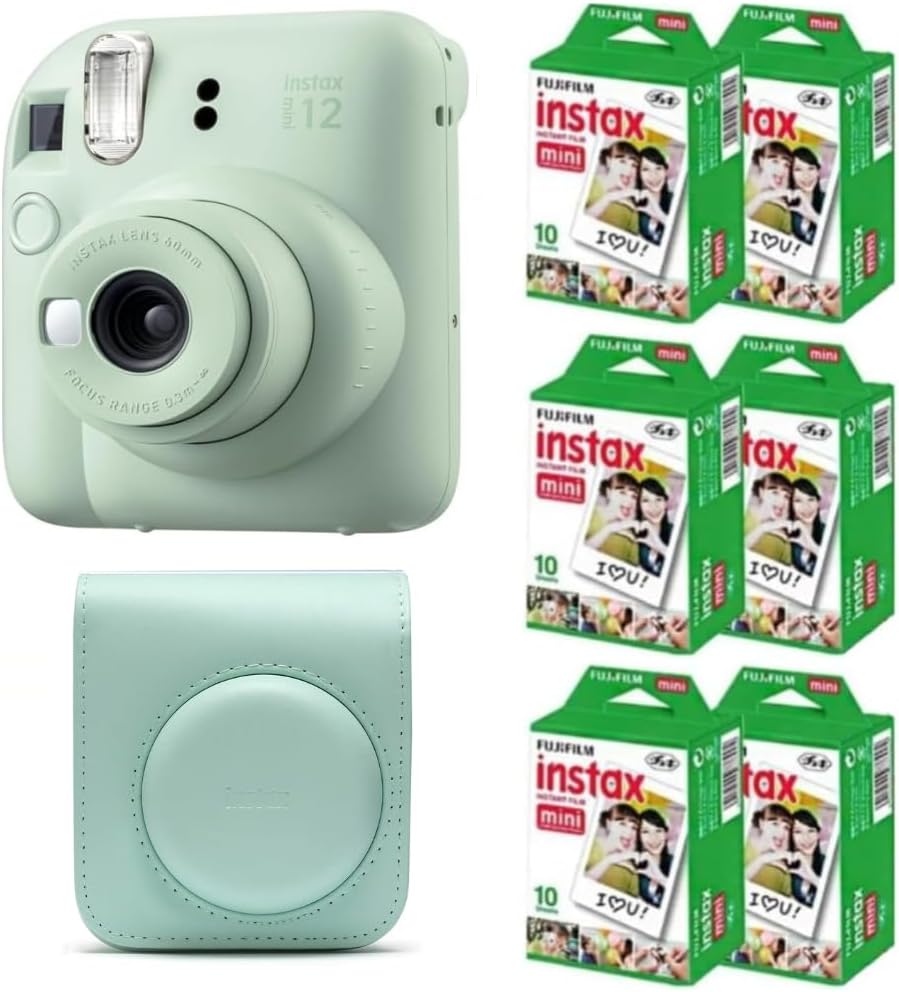 Fujifilm Instax Mini 12 Instant Film Camera (Mint Green) w/Case + Extra Film