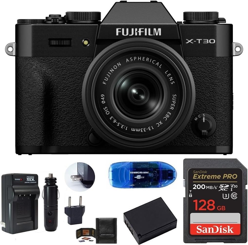 FUJIFILM X-T30 III Mirrorless Camera with XC 13-33mm Lens Bundle, Includes: SanDisk 128GB...
