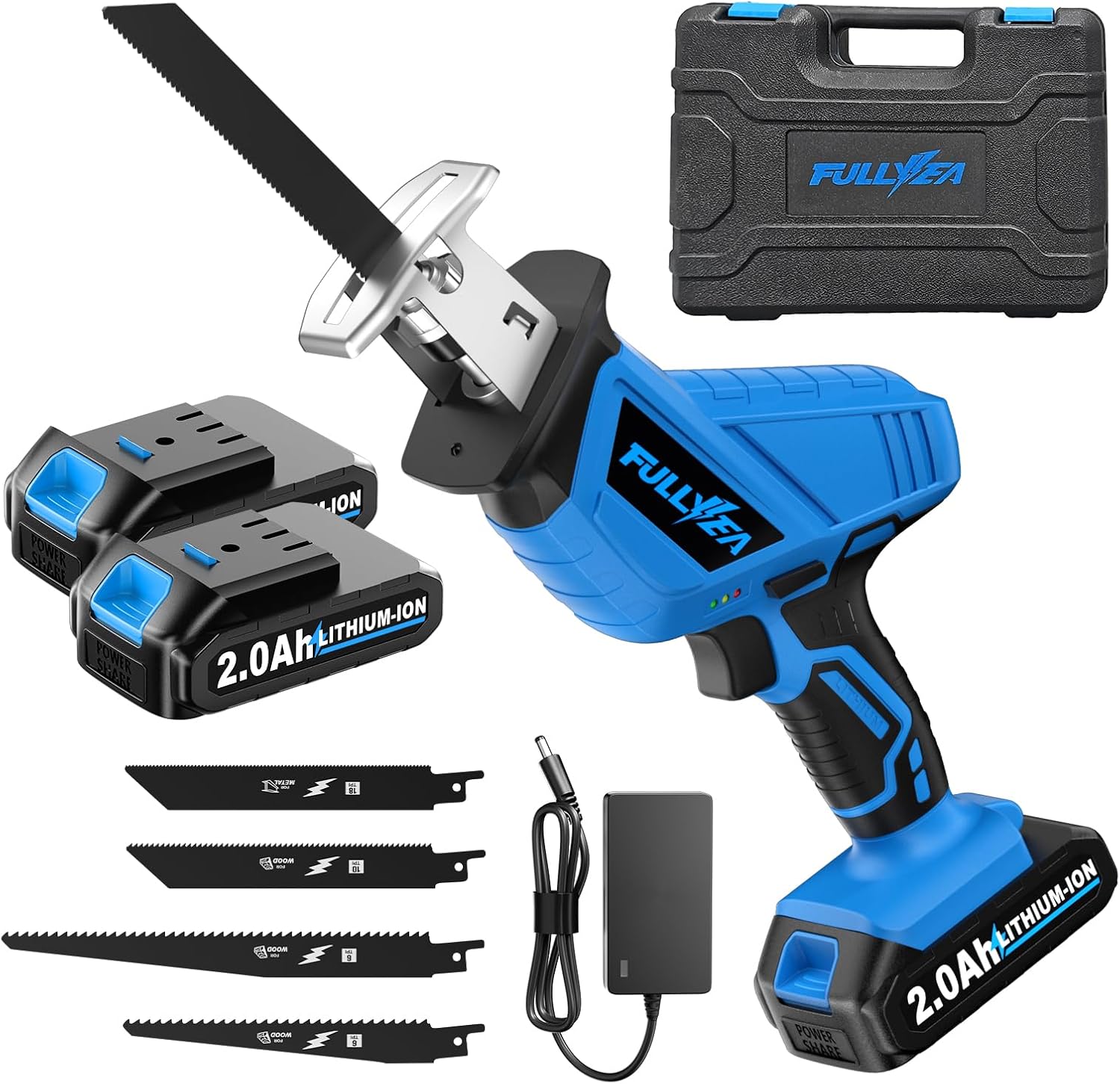 FULLYEA Reciprocating Saw Cordless, 0-3500SPM Variable Speed Reciprocating Saws with 4 Saw...