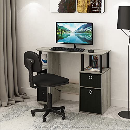 FURINNO Turn-N-Tube 4-Bins System Rack, Columbia Walnut/Black/Dark Brown image