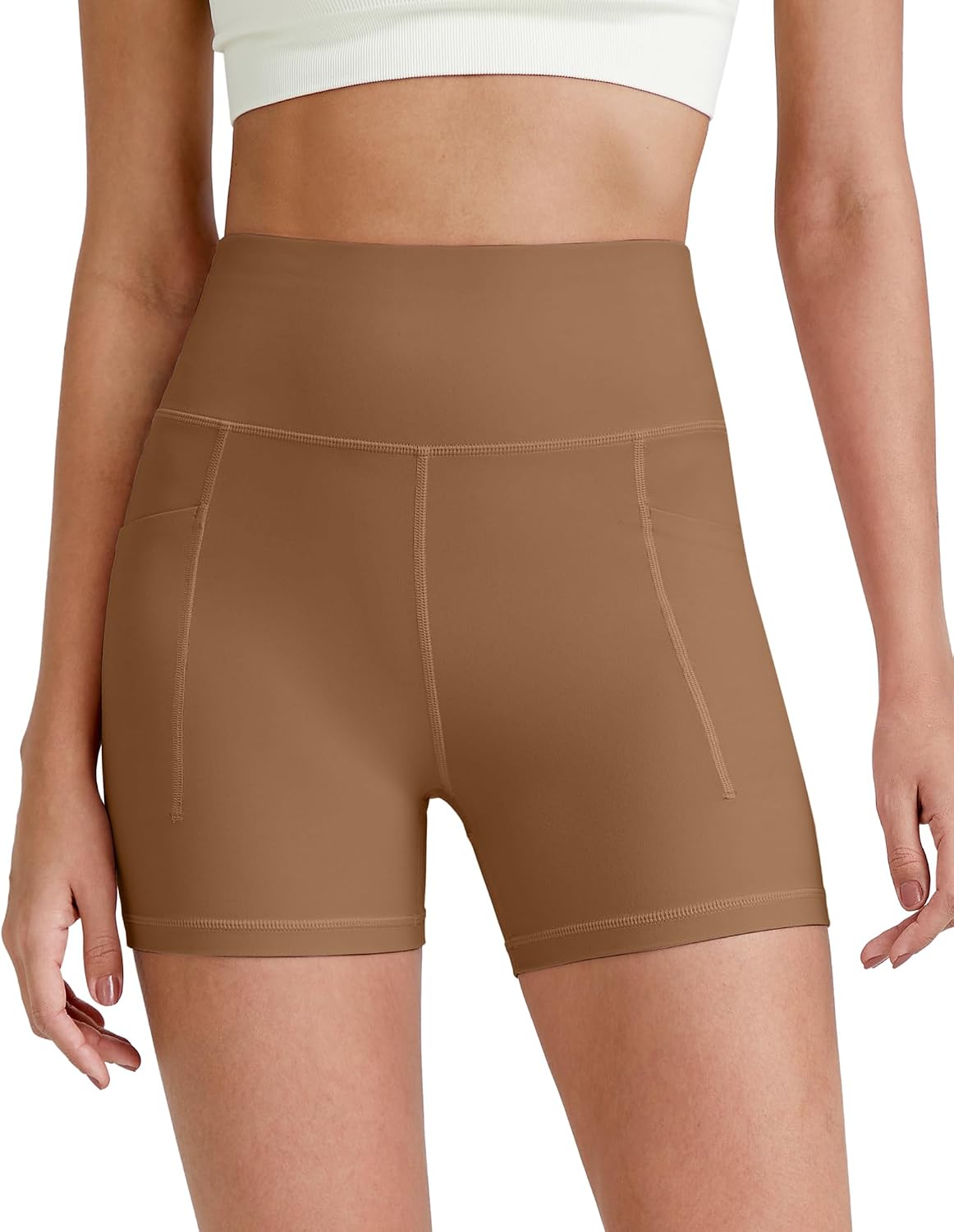 G4Free BareFeel Biker Shorts for Women with Pockets High Waisted Workout Athletic Gym...