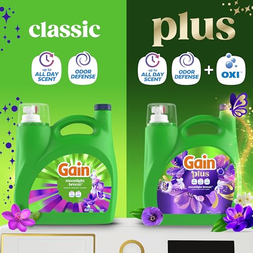 Gain Plus Liquid Laundry Detergent, Cleaner, Fresher, Now with Oxi, Moonlight Breeze Scent... image